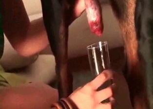 BBW zoophile swallows dog semen with love